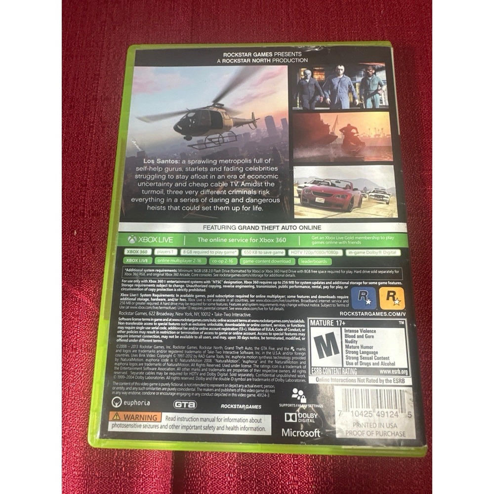 Grand Theft Auto V 5 Xbox 360 CIB Discs 1 & 2 Tested - Picture 2 of 4